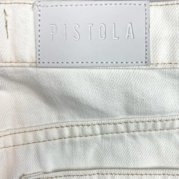 PISTOLA Denim Mini Skirt Sz 26 White Raw Hem - Picture 10 of 10